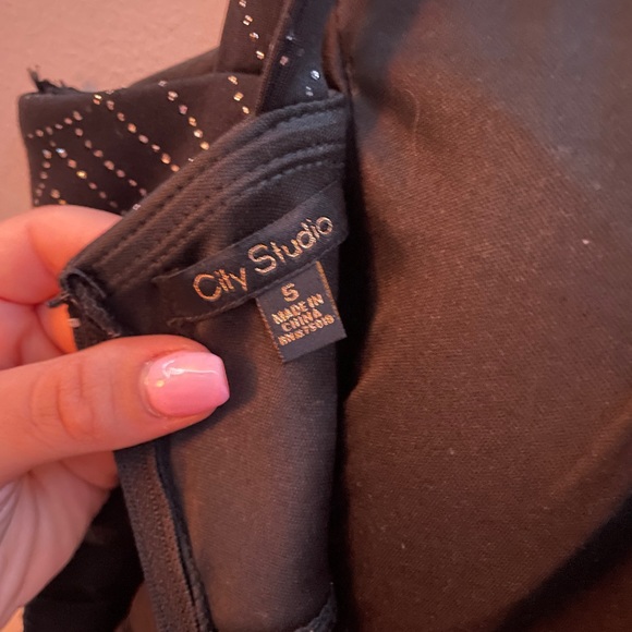City Studio Black Glitter Fit and Flare Dress - Picture 7 of 7